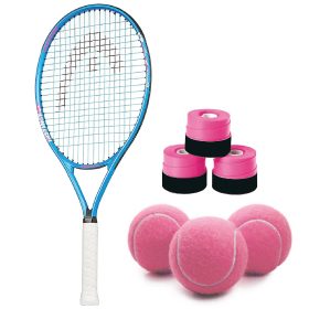 Head Junior Instinct Tennis Racquet Bundled with 3-Pack Pink Tennis Balls and 3-Pack Pink Overgrip