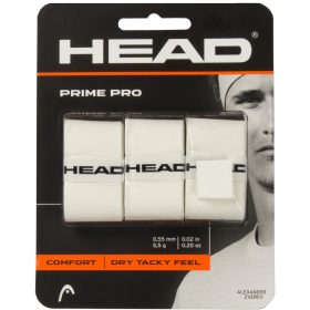 Head Prime Pro Tennis Racquet Overgrip 3-Pack (White)