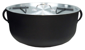 King Kooker 4-Gallon Cast-Iron Flat-Bottomed Pot with Aluminum Lid