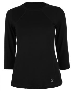 Sofibella Women's Classic 3/4 Sleeve Tennis Top (Black)