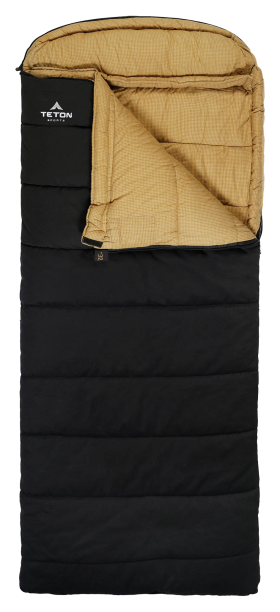 TETON Sports Deer Hunter -35°F Canvas Sleeping Bag - Left Zipper - Black/Tan