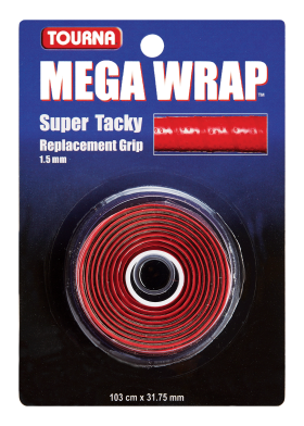 Tourna Mega Wrap Tennis Racquet Replacement Grip (Red)