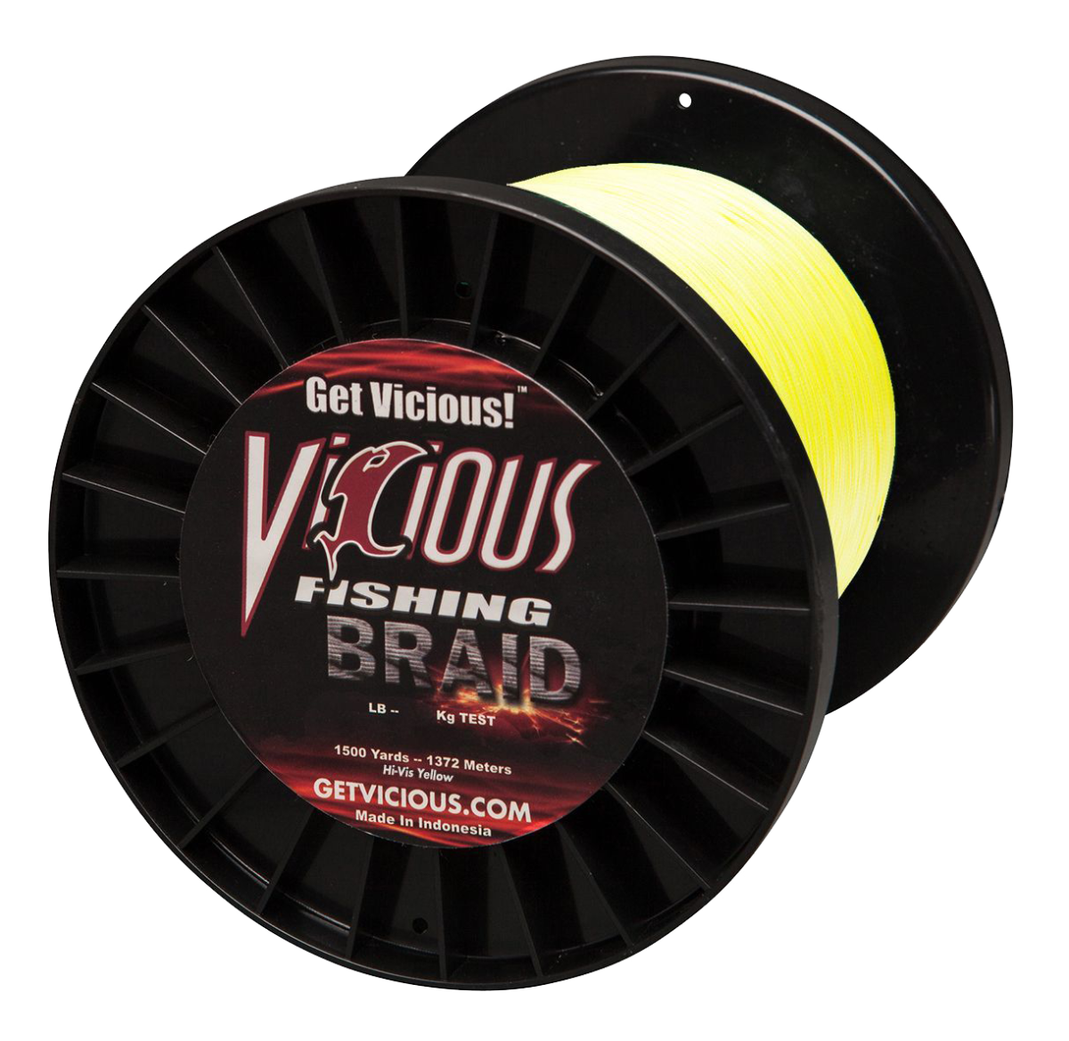 Vicious Fishing Standard Braid Fishing Line - Hi-Vis Yellow - 1500 Yards - 30 lb.