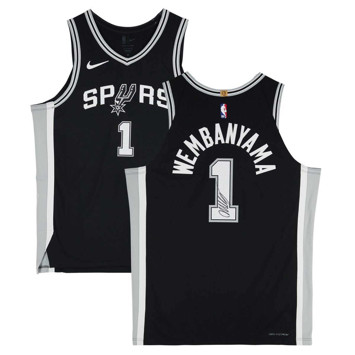 Victor Wembanyama San Antonio Spurs Autographed Black Nike Icon Edition Authentic Jersey