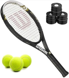 Wilson Hyper Hammer 5.3 Tennis Racquet Bundled w 3 Overgrips and 3 Tennis Balls