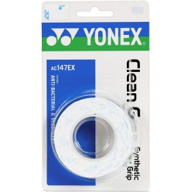 Yonex Clean Grap Tennis Racquet Overgrip 3-Pack (White/Sky Blue)