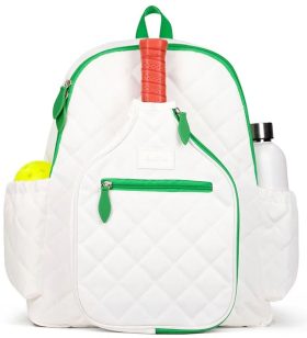 Ame & Lulu Pickleball Time Backpack (Quilted White/Green)