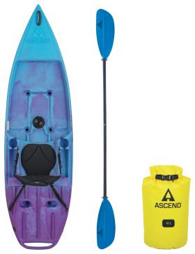 Ascend 9R Sport Sit-On-Top Recreational Kayak Package - Blue/Purple