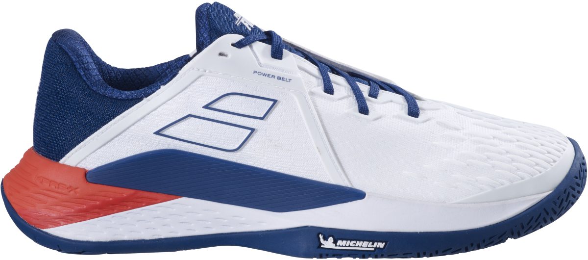 Babolat Men's Propulse Fury 3 All Court Tennis Shoes (White/Estate Blue/Red)