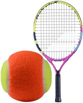 Babolat Nadal Junior Tennis Racquet (Rafa 2nd Edition) bundled w 3 Orange Tennis Balls