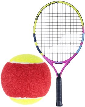 Babolat Nadal Junior Tennis Racquet (Rafa 2nd Edition) bundled w 3 Red Felt Tennis Balls