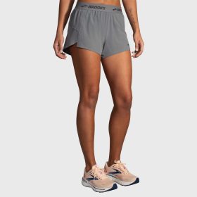 Brooks Chaser 3" Shorts Women's Running Apparel Heather Charcoal