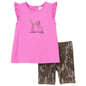 Carhartt Deer Short-Sleeve Shirt and Camo Biker Shorts Set for Babies - Mossy Oak Bottomland/Pink - 3 Months