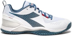 Diadora Men's Blushield Torneo 2 All Ground Tennis Shoes (White/Oceanview/Salsa)