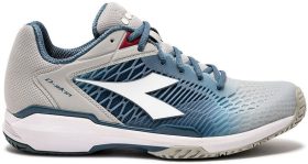 Diadora Men's Speed Competition 7+ All Ground Tennis Shoes (Silver/Oceanview/White)