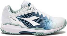 Diadora Women's Speed Competition 7+ All Ground Tennis Shoe (White/Surf Spray/Legion Blue)