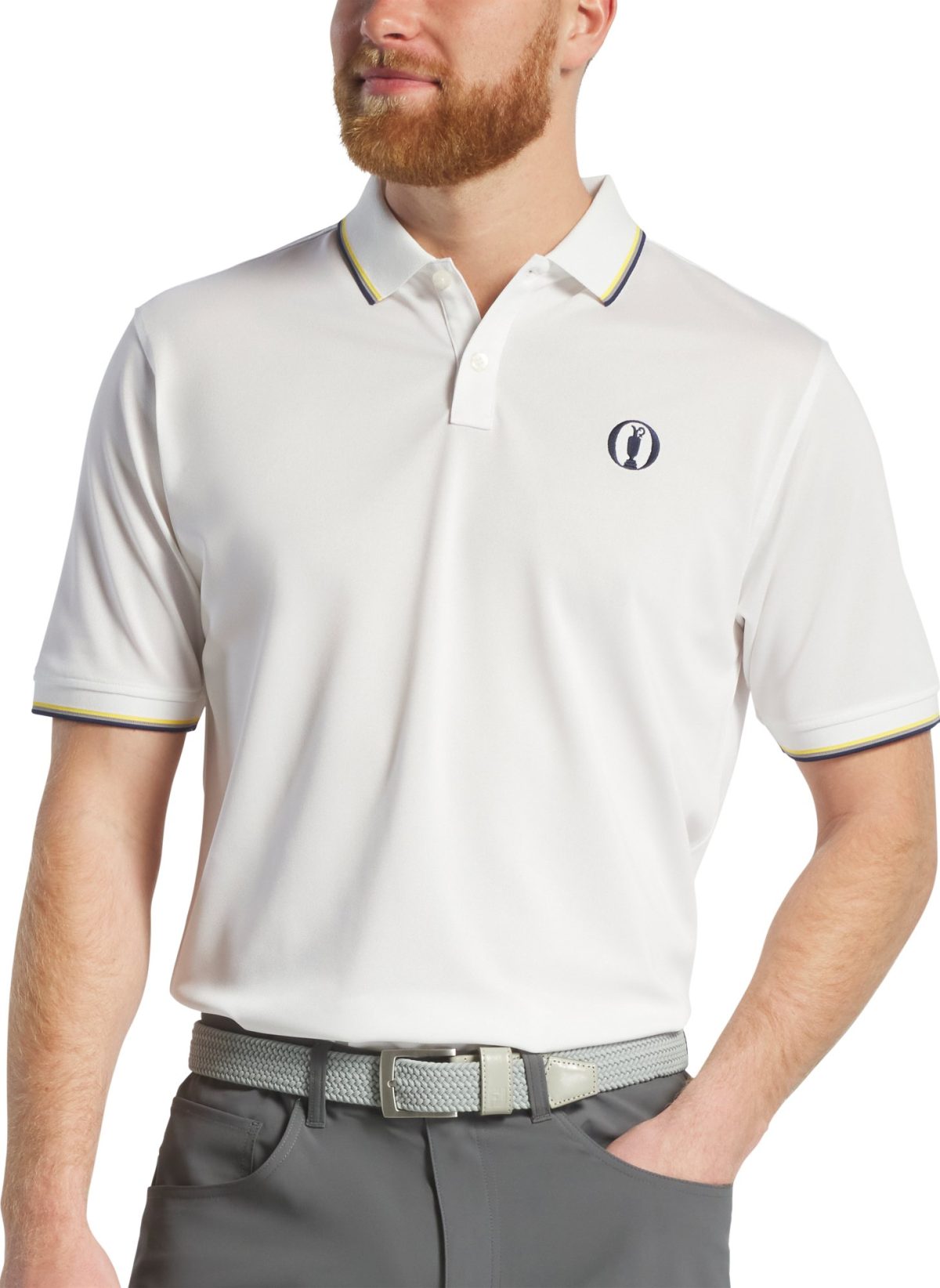 FootJoy Open Championship 2024 Ribbed Collar Men's Golf Polo - White - White, Size: Small