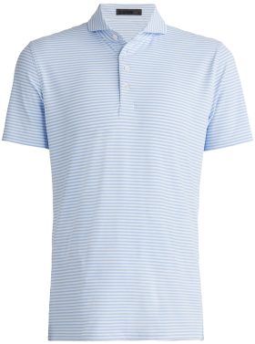 G/FORE Feeder Stripe Tech Pique Modern Spread Collar Men's Golf Polo Shirt - Blue, Size: Small