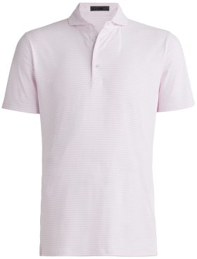 G/FORE Feeder Stripe Tech Pique Modern Spread Collar Men's Golf Polo Shirt - Pink, Size: Small