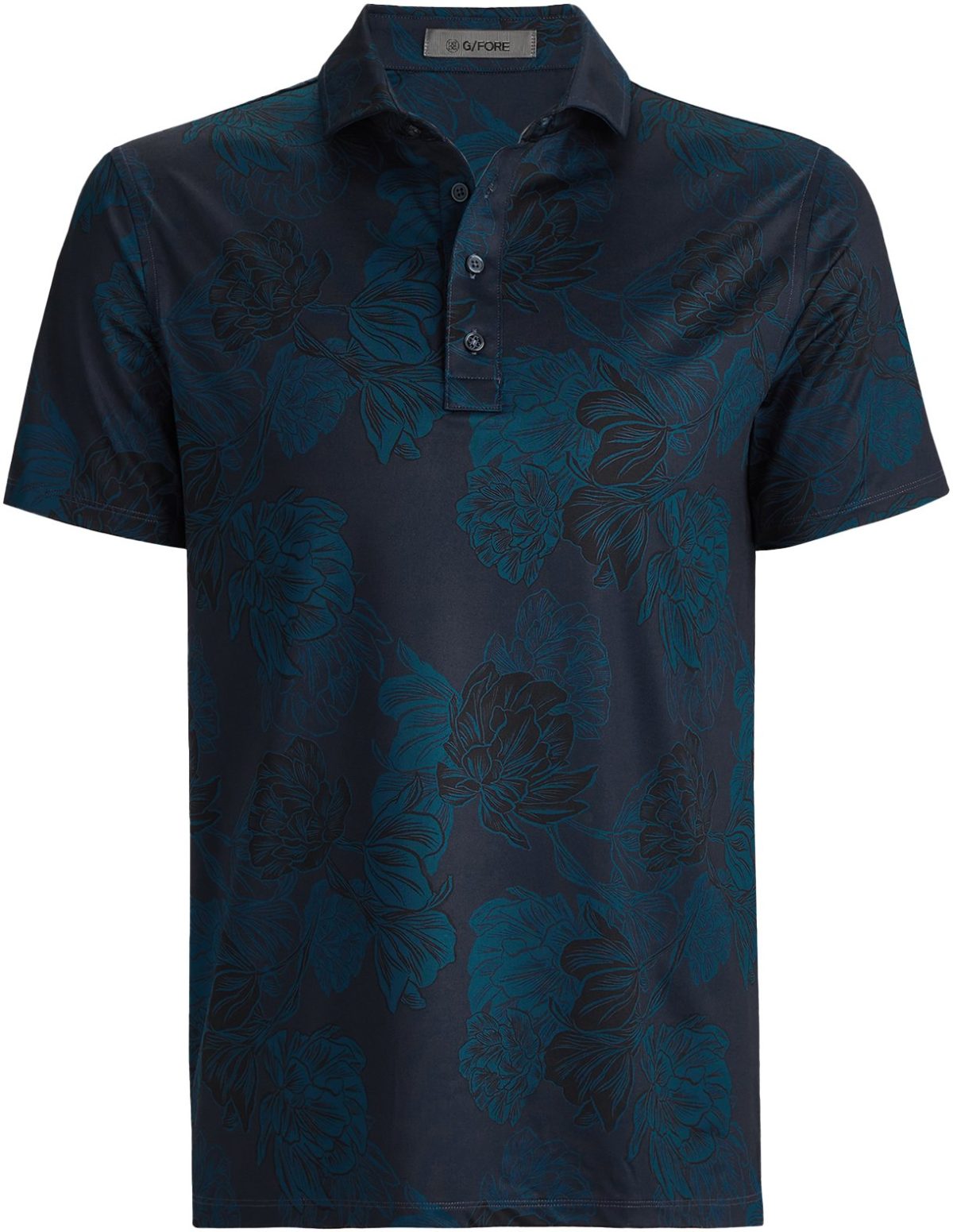 G/FORE Stamped Floral Tech Jersey Men's Golf Polo - Blue, Size: Small