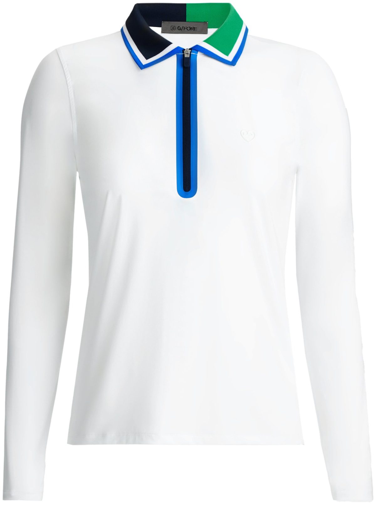 G/FORE Womens Colour Block Silky Tech Nylon Quarter Zip Long Sleeve Golf Polo - White, Size: Small