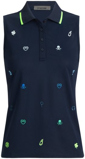 G/FORE Womens Embroidered Icon Tech Pique Sleeveless Golf Polo 2024 - Blue, Size: X-Small