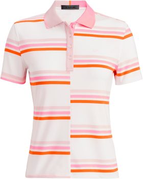 G/FORE Womens Offset Gradient Stripe Tech Jersey Golf Polo - Pink, Size: X-Large