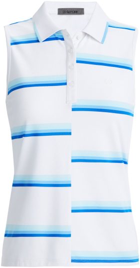 G/FORE Womens Offset Stripe Tech Pique Sleeveless Golf Polo 2024 - White, Size: X-Small