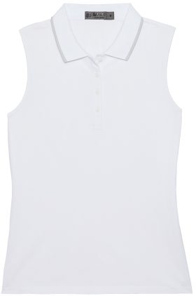 G/FORE Womens Pleated Collar Tech Pique Sleeveless Golf Polo 2024 - White, Size: X-Large