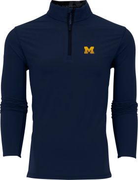Greyson University of Michigan Tate Mockneck Quarter Zip Men's Golf Pullover - Blue, Size: Small