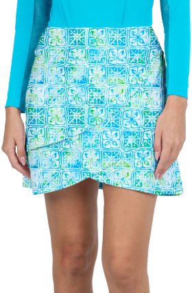 IBKUL Womens Kathy Print Layered Golf Skort - Green, Size: Medium