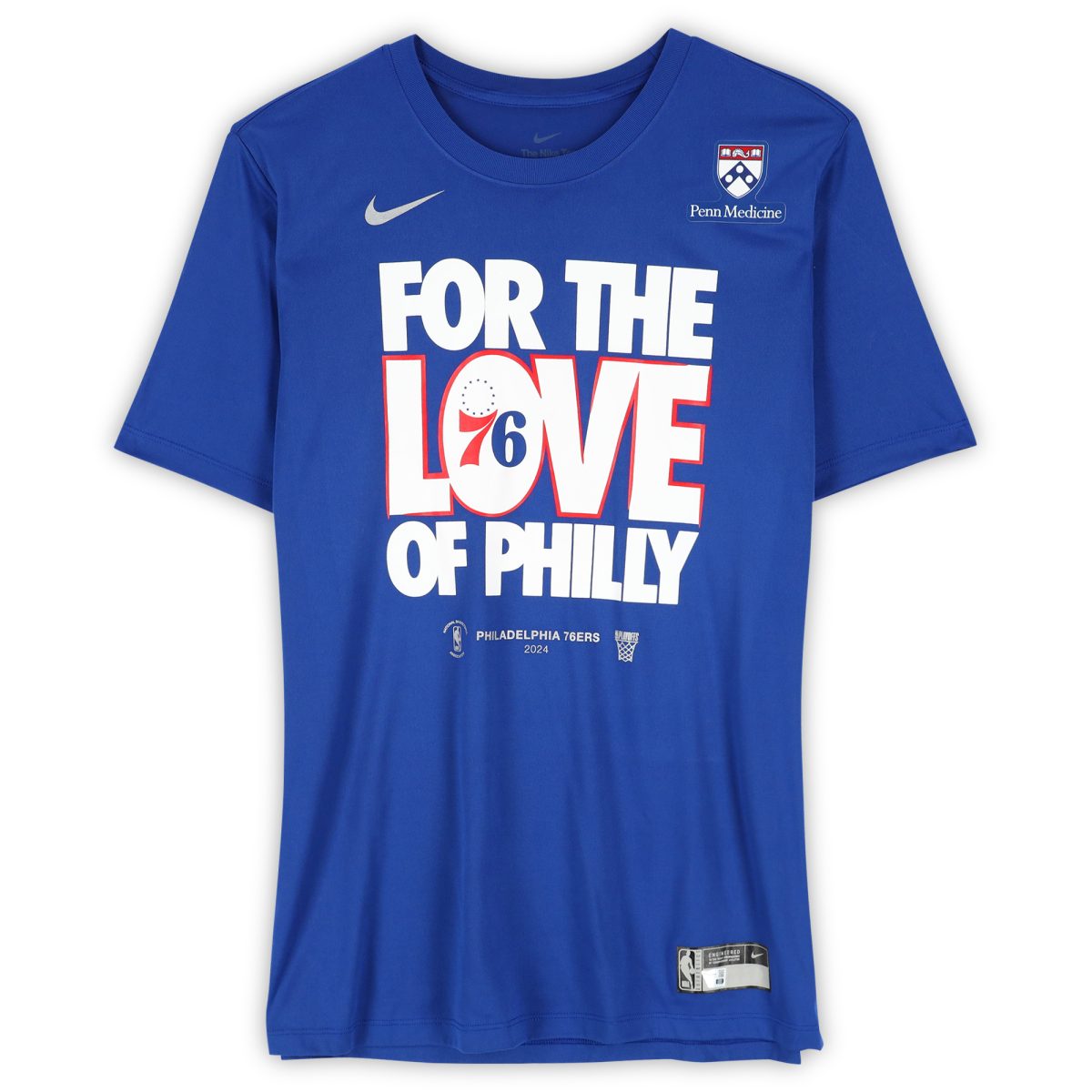 Joel Embiid Philadelphia 76ers Player-Worn Royal T-Shirt from the 2024 NBA Playoffs - Size 3XLT