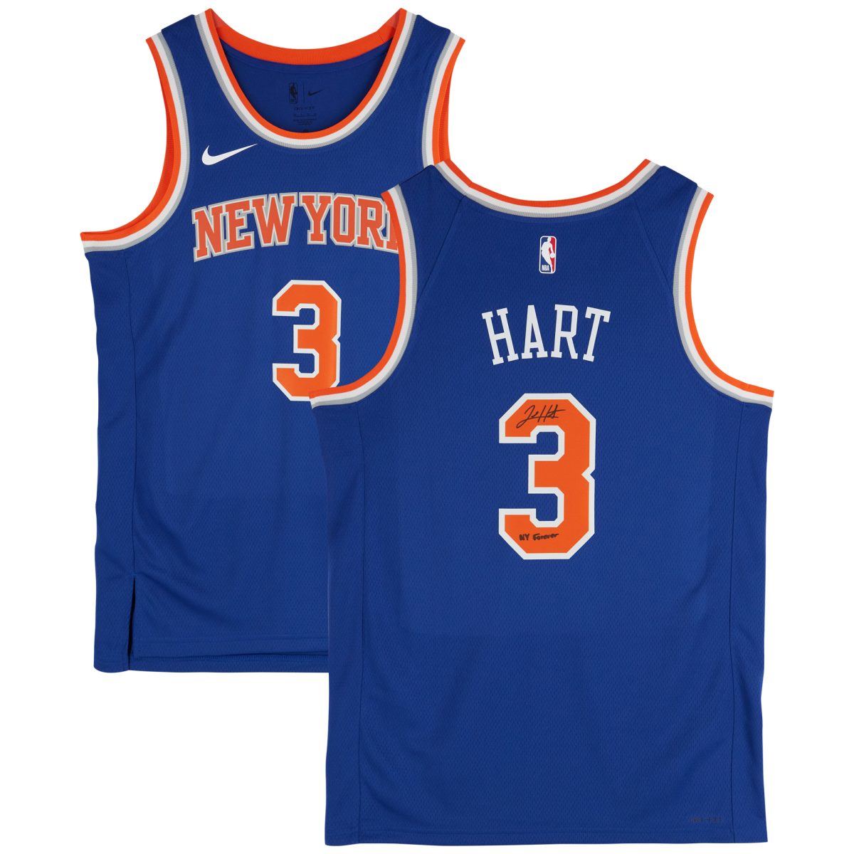 Josh Hart New York Knicks Autographed Blue Nike 2022-23 Icon Edition Swingman Jersey with "NY Forever" Inscription