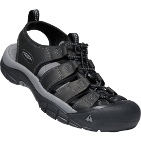 KEEN Newport Leather Hiking Sandals for Men - Black/Steel Grey - 10.5M