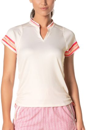 Lucky In Love Womens Shockin Radiance Short Sleeve Golf Top - White, Size: X-Small
