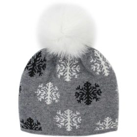 Mitchies Matchings Women's Snowflake Faux Pom Beanie