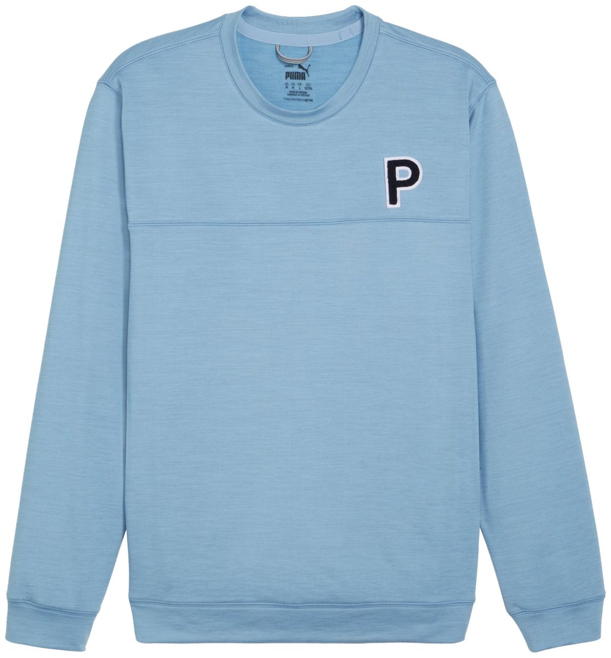 PUMA CLOUDSPUN Patch Crewneck Men's Golf Sweater - Blue, Size: Small