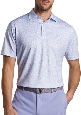 Peter Millar Dazed And Transfused Performance Jersey Men's Golf Polo Shirt - Purple, Size: Medium