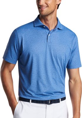 Peter Millar Staccato Performance Jersey Men's Golf Polo - Blue, Size: Small