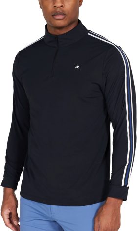 REDVANLY Oslo Quarter Zip Men's Golf Pullover - Black, Size: Small