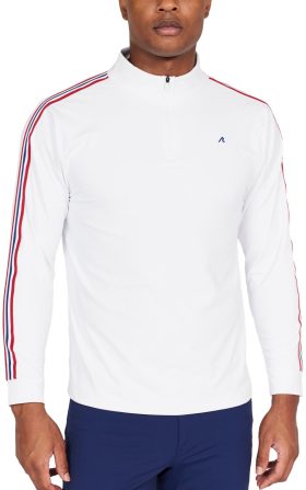 REDVANLY Oslo Quarter Zip Men's Golf Pullover - White, Size: Small
