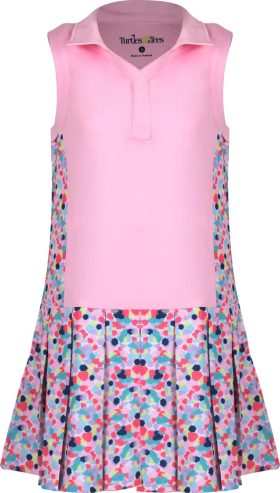 Turtles & Tees Junior Girls Naomi Pleated Bottom Sleeveless Golf Dress - Pink, Size: Large (10/12)