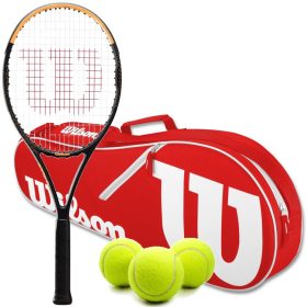 Wilson Burn Spin 103 Tennis Racquet Bundled w an Advantage II Tennis Bag (Red) and 3 Tennis Balls