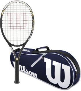 Wilson Hyper Hammer 5.3 Tennis Racquet Bundled w Advantage II Tennis Bag (Navy/White)