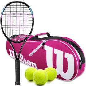 Wilson Six LV Tennis Racquet Bundled w an Advantage II Tennis Bag (Pink) and 3 Tennis Balls