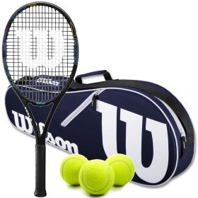 Wilson US Open BLX Tennis Racquet Bundled w an Advantage II Tennis Bag (Navy) and 3 Tennis Balls