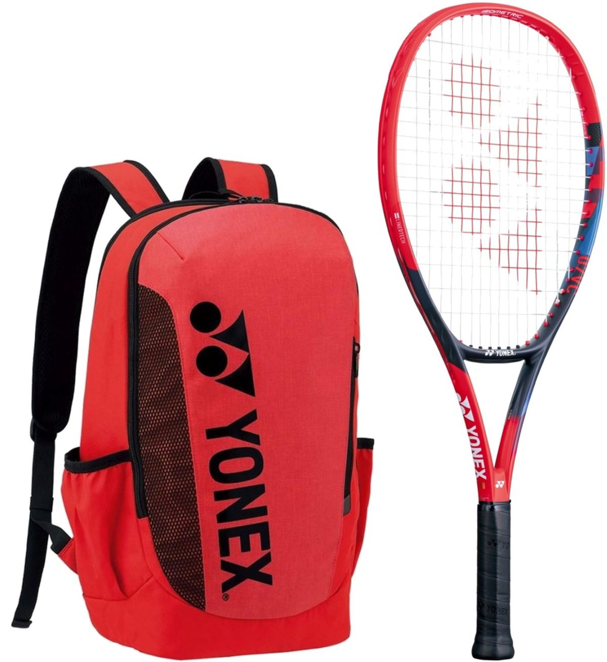 Yonex Junior VCore 7th Generation Scarlet Tennis Racquet Bundled with a Yonex Team Backpack (Red)