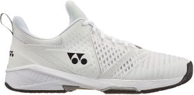 Yonex Men's Power Cushion Sonicage 3 Wide Tennis Shoes (White/Black)