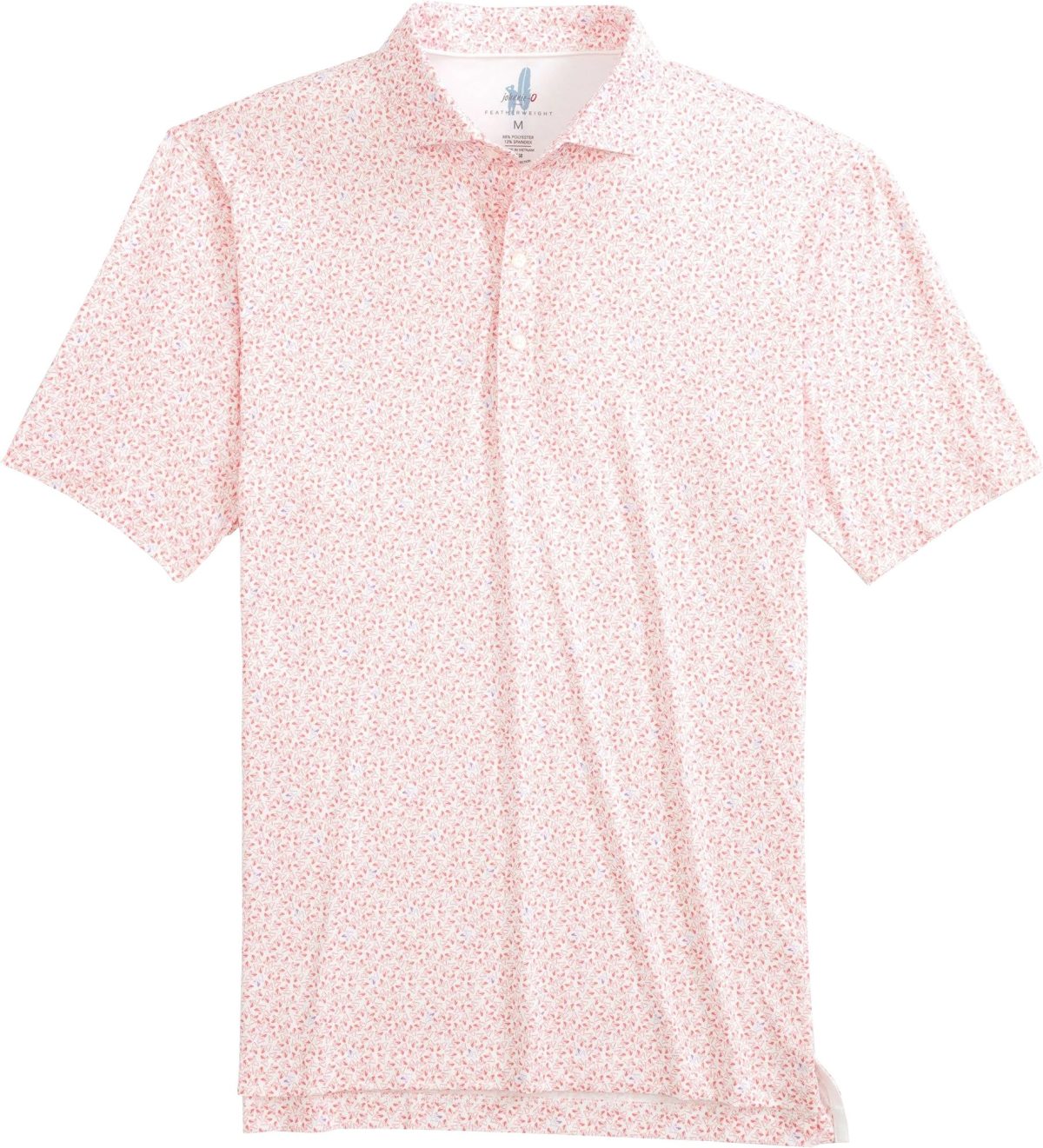 johnnie-O Scuttle Printed Featherweight Performance Men's Golf Polo - Pink, Size: Small