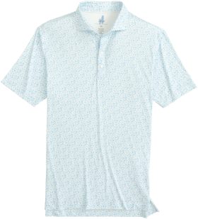 johnnie-O Sneaks Printed Featherweight Performance Men's Golf Polo - Blue, Size: XXL